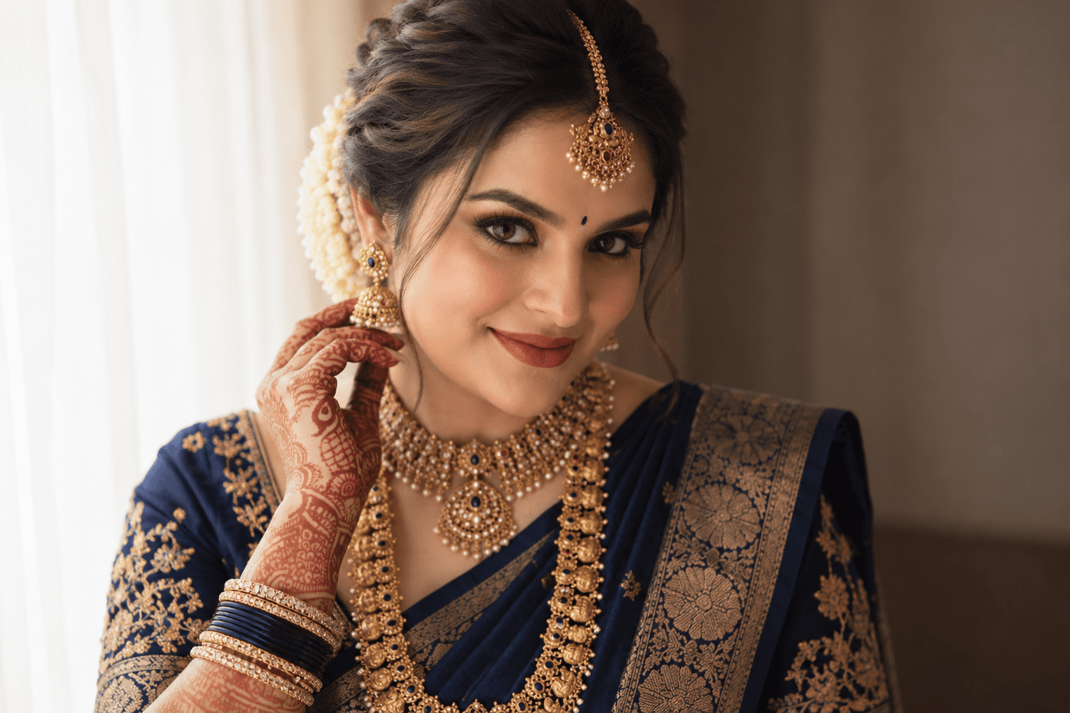 Beautiful bride in an elegant wedding portrait