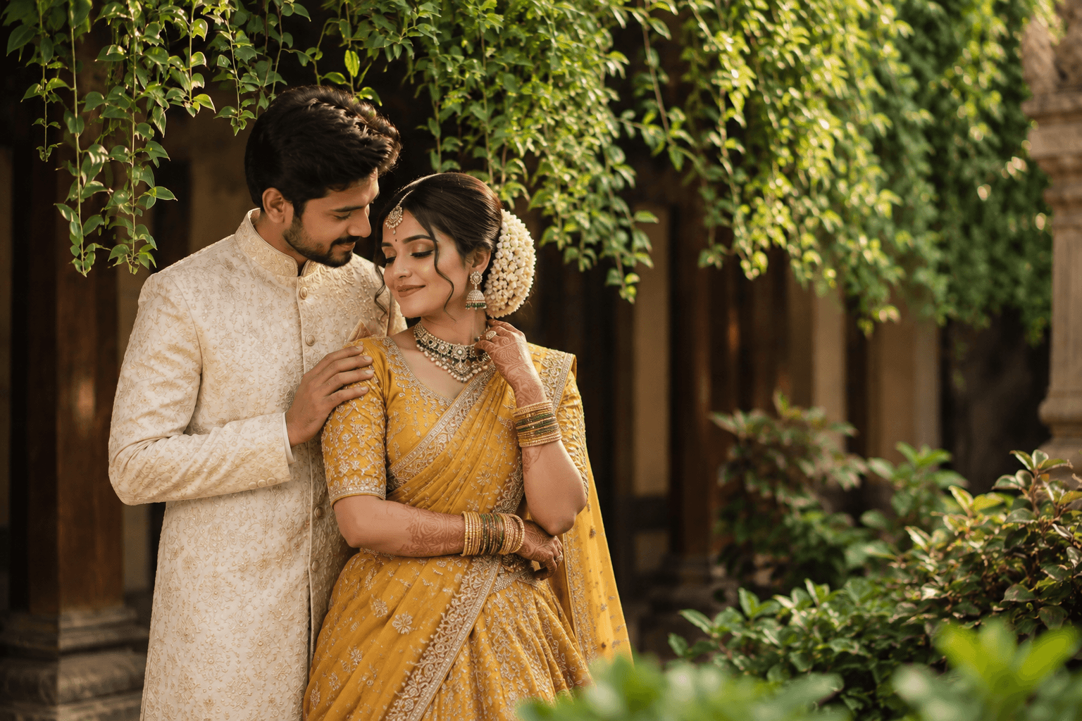 Pre-wedding photoshoot frame of the couple